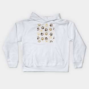 Gold and Brown Shining Paw Prints Kids Hoodie